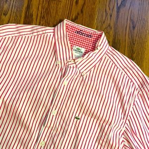 Lacoste red and white stripe with gingham details